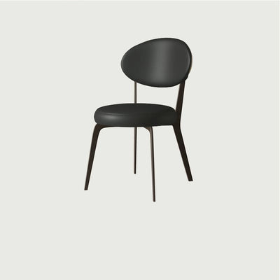 Modern Minimalist Round Cushion Microfiber Leather Carbon Steel Dining Chair Backrest For Dining Room