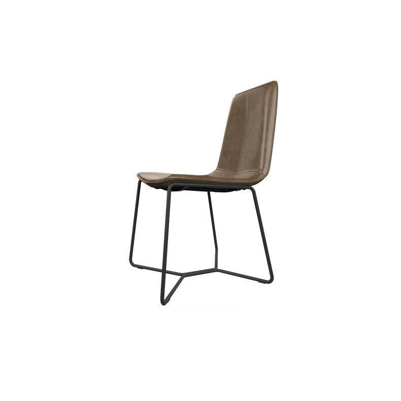 Contemporary Scandinavian Square Leather Carbon Steel Dining Chair Backrest For Dining Room