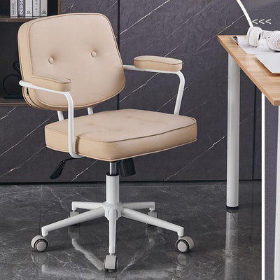 Modern Minimalist Square Leather Stainless Steel Desk Chair Backrest Armrest For Home Office