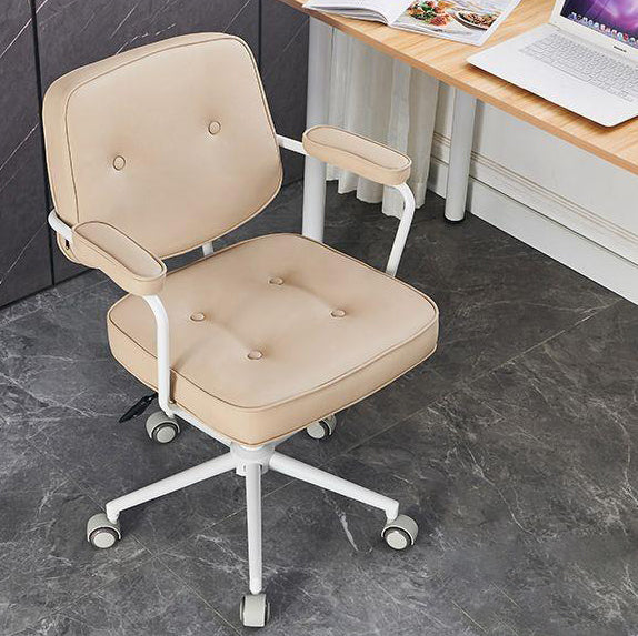 Modern Minimalist Square Leather Stainless Steel Desk Chair Backrest Armrest For Home Office