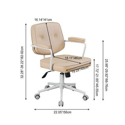 Modern Minimalist Square Leather Stainless Steel Desk Chair Backrest Armrest For Home Office