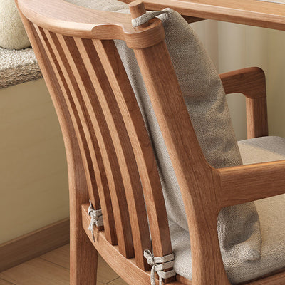 Contemporary Scandinavian Square Solid Wood Cotton Dining Chair Backrest Armrest For Dining Room