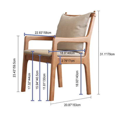 Contemporary Scandinavian Square Solid Wood Cotton Dining Chair Backrest Armrest For Dining Room