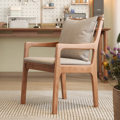 Contemporary Scandinavian Square Solid Wood Cotton Dining Chair Backrest Armrest For Dining Room