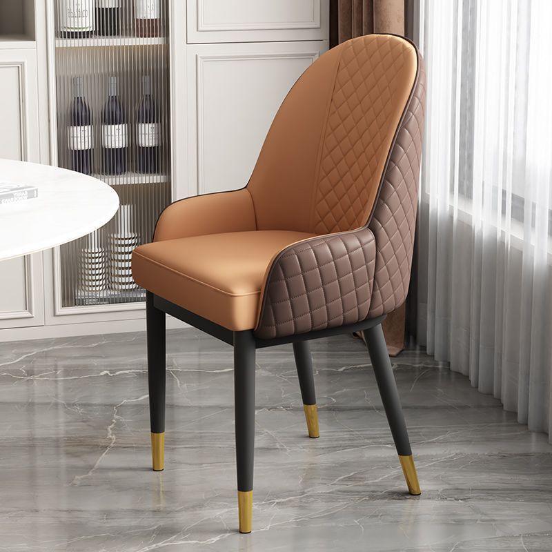 Modern Luxury Rectangular Leather Carbon Steel Dining Chair Backrest Armrest For Dining Room