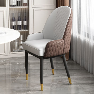 Modern Luxury Rectangular Leather Carbon Steel Dining Chair Backrest Armrest For Dining Room