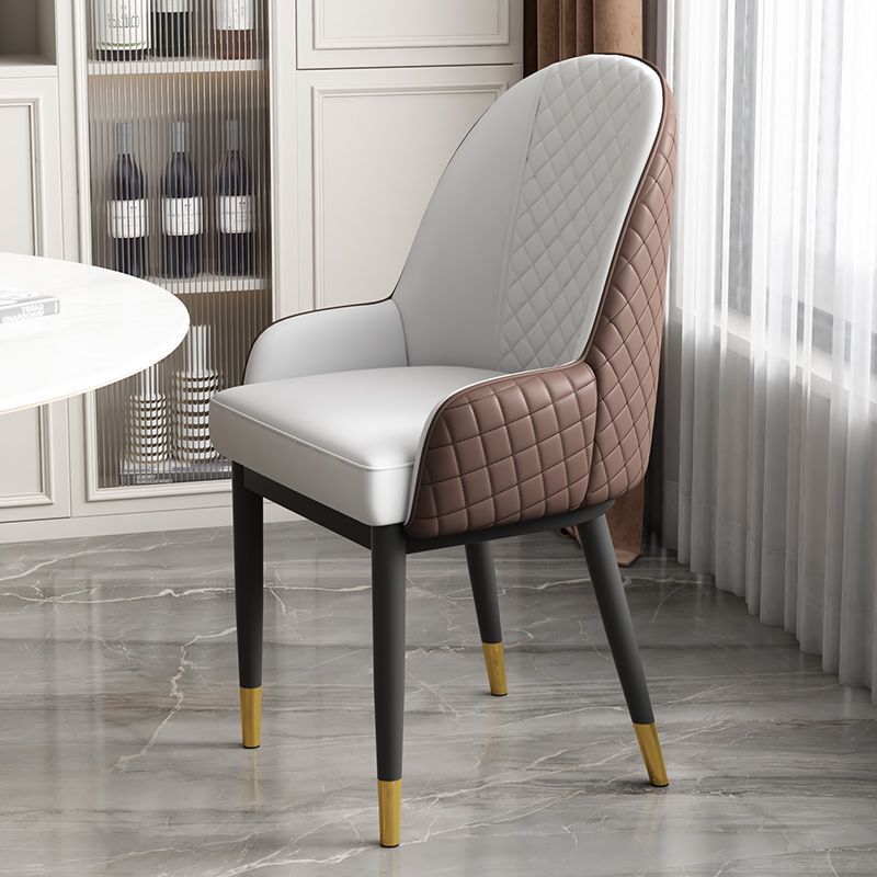 Modern Luxury Rectangular Leather Carbon Steel Dining Chair Backrest Armrest For Dining Room