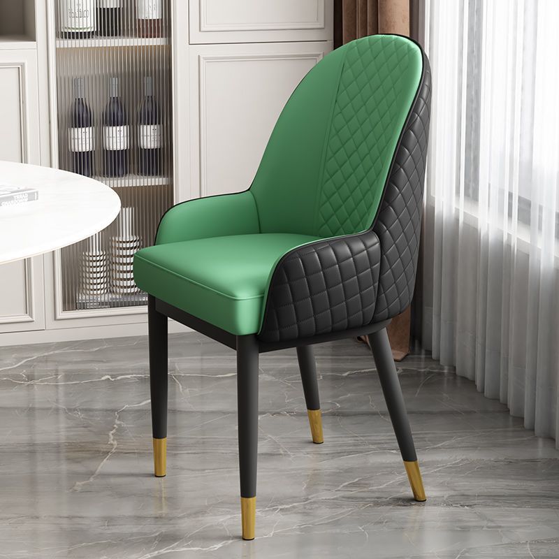 Modern Luxury Rectangular Leather Carbon Steel Dining Chair Backrest Armrest For Dining Room