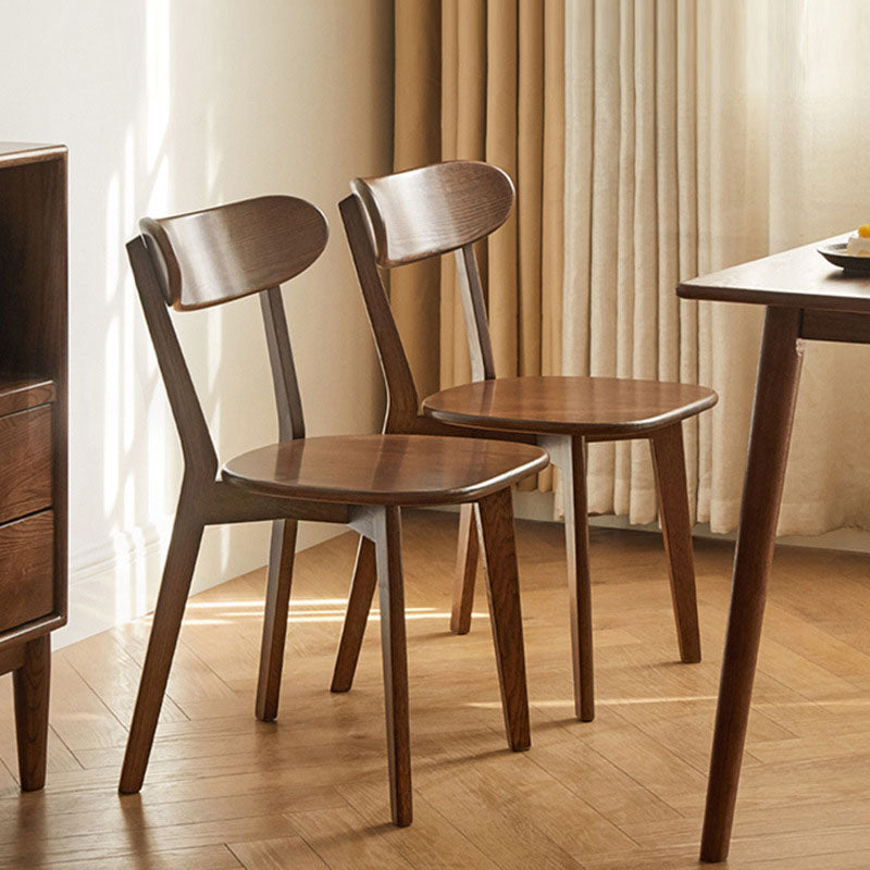 Dossier de chaise de salle à manger en bois de caoutchouc carré nordique contemporain pour salle à manger 