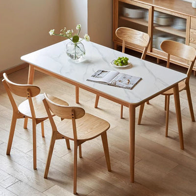 Dossier de chaise de salle à manger en bois de caoutchouc carré nordique contemporain pour salle à manger 