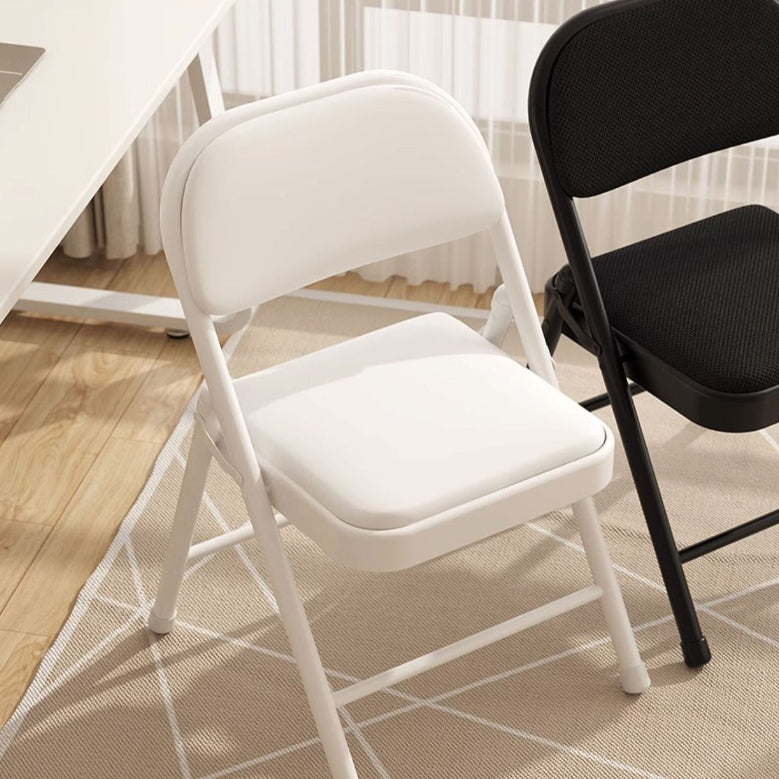 Chaise de salle à manger pliable en éponge carrée en acier inoxydable de simplicité moderne avec dossier 