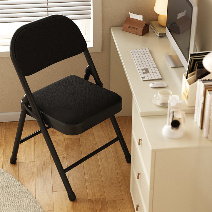 Chaise de salle à manger pliable en éponge carrée en acier inoxydable de simplicité moderne avec dossier 