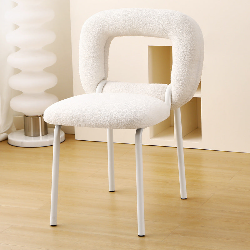 Modern Minimalist Doughnut Square Lambswool Carbon Steel Vanity Stool Backrest For Bedroom