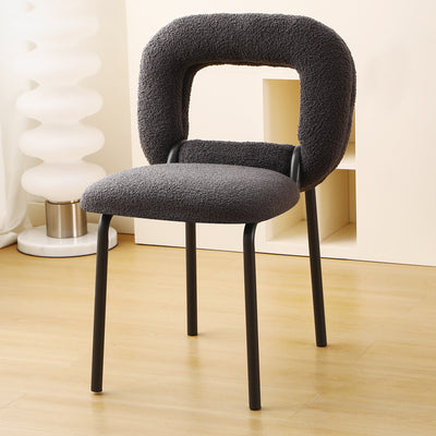 Modern Minimalist Doughnut Square Lambswool Carbon Steel Vanity Stool Backrest For Bedroom