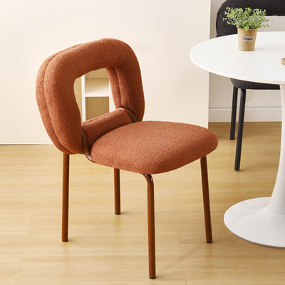 Modern Minimalist Doughnut Square Lambswool Carbon Steel Vanity Stool Backrest For Bedroom