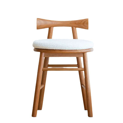 Contemporary Scandinavian Round Solid Wood Lambswool Vanity Stool Backrest For Bedroom