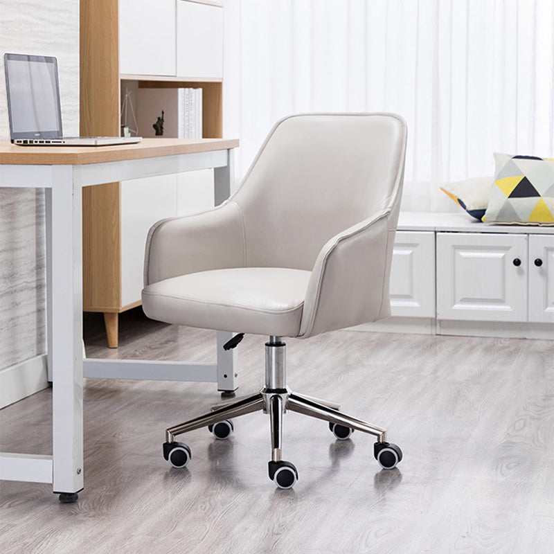 Moderner Luxus-Schreibtischstuhl aus quadratischem Leder und Aluminium mit Rückenlehne und Armlehne für das Home Office 