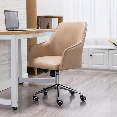 Moderner Luxus-Schreibtischstuhl aus quadratischem Leder und Aluminium mit Rückenlehne und Armlehne für das Home Office 