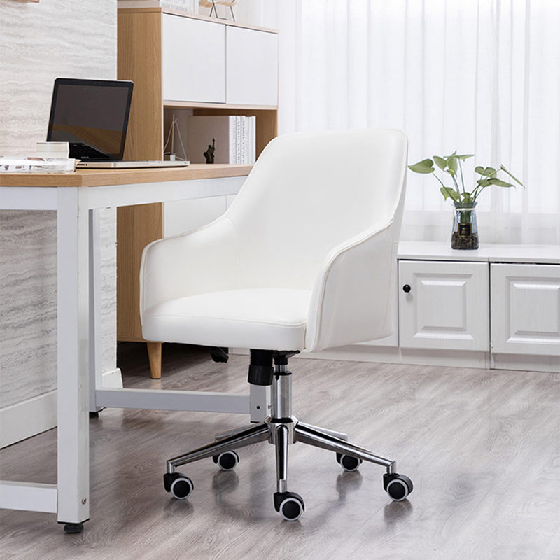 Moderner Luxus-Schreibtischstuhl aus quadratischem Leder und Aluminium mit Rückenlehne und Armlehne für das Home Office 