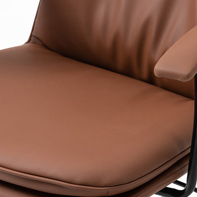 Contemporary Scandinavian Square Leather Metal Desk Chair Armrests Backrest For Home Office