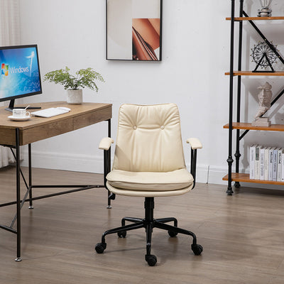 Contemporary Scandinavian Square Leather Metal Desk Chair Armrests Backrest For Home Office