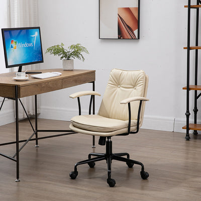 Chaise de bureau en cuir et métal carrée contemporaine scandinave avec accoudoirs et dossier pour la maison ou le bureau 