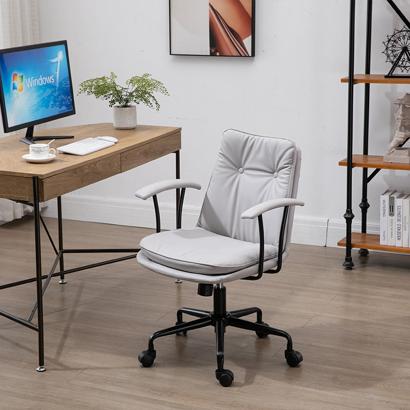 Chaise de bureau en cuir et métal carrée contemporaine scandinave avec accoudoirs et dossier pour la maison ou le bureau 