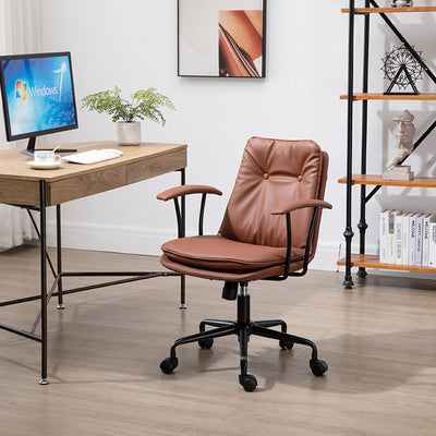 Contemporary Scandinavian Square Leather Metal Desk Chair Armrests Backrest For Home Office