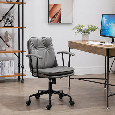 Chaise de bureau en cuir et métal carrée contemporaine scandinave avec accoudoirs et dossier pour la maison ou le bureau 