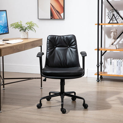 Chaise de bureau en cuir et métal carrée contemporaine scandinave avec accoudoirs et dossier pour la maison ou le bureau 