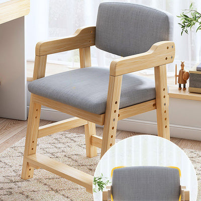 Tabouret de coiffeuse en bois massif à haute résilience avec dossier et accoudoirs pour chambre à coucher 