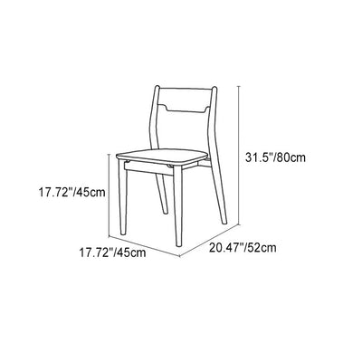 Modern Minimalist Square Bent Upholstered Cushion Walnut Wood Dining Chair Backrest Armless For Dining Room