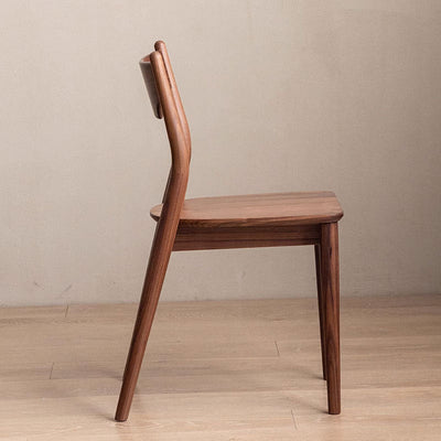 Modern Minimalist Square Bent Upholstered Cushion Walnut Wood Dining Chair Backrest Armless For Dining Room