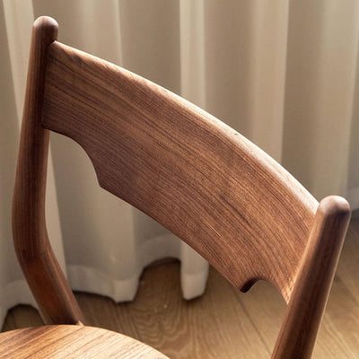 Modern Minimalist Square Bent Upholstered Cushion Walnut Wood Dining Chair Backrest Armless For Dining Room