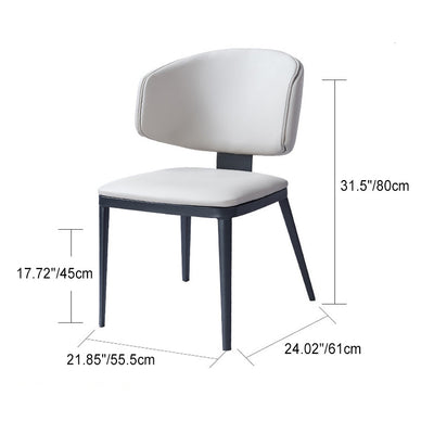 Modern Luxury Curved Square Leather Carbon Steel Dining Chair Backrest Armless For Dining Room