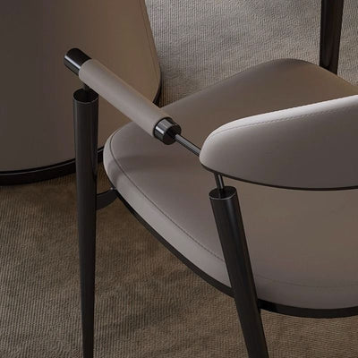 Modern Luxury Square Half Round Cylinder Leather Stainless Steel Dining Chair Backrest Arm For Dining Room