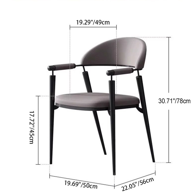 Modern Luxury Square Half Round Cylinder Leather Stainless Steel Dining Chair Backrest Arm For Dining Room