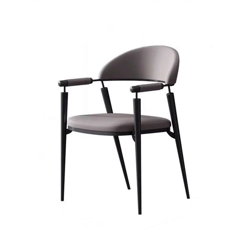 Modern Luxury Square Half Round Cylinder Leather Stainless Steel Dining Chair Backrest Arm For Dining Room