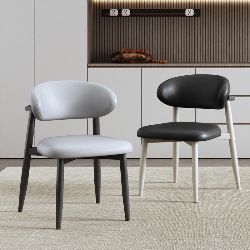 Contemporary Scandinavian Square Curved Leather Metal Dining Chair Backrest For Dining Room