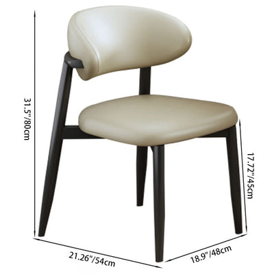 Contemporary Scandinavian Square Curved Leather Metal Dining Chair Backrest For Dining Room