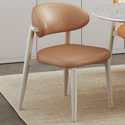 Contemporary Scandinavian Square Curved Leather Metal Dining Chair Backrest For Dining Room