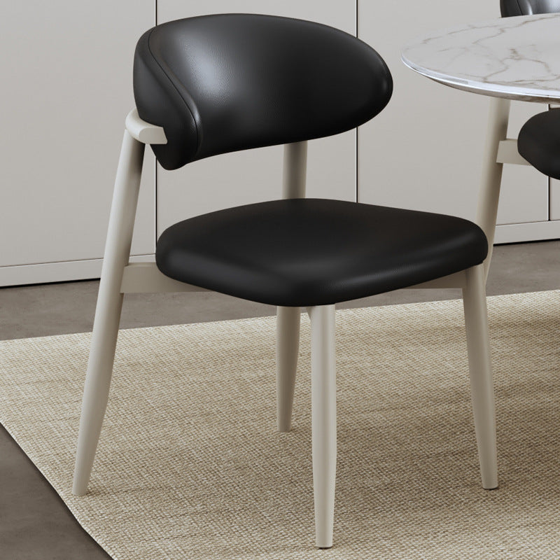 Contemporary Scandinavian Square Curved Leather Metal Dining Chair Backrest For Dining Room