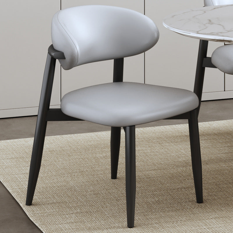 Contemporary Scandinavian Square Curved Leather Metal Dining Chair Backrest For Dining Room