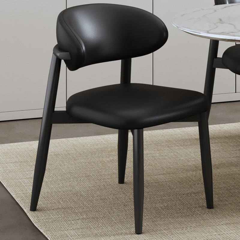 Contemporary Scandinavian Square Curved Leather Metal Dining Chair Backrest For Dining Room