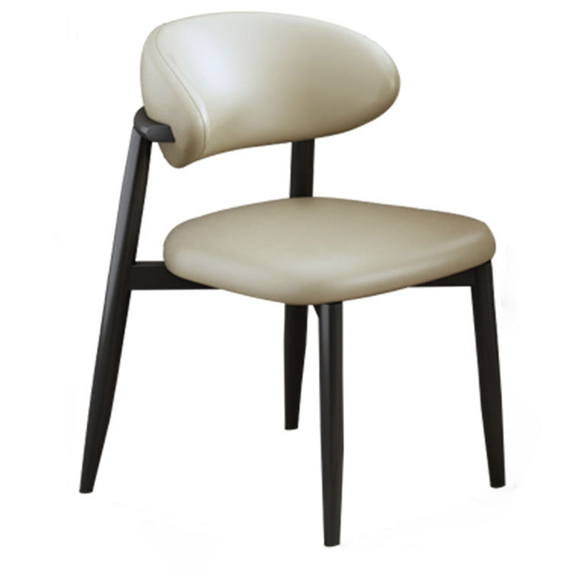 Contemporary Scandinavian Square Curved Leather Metal Dining Chair Backrest For Dining Room