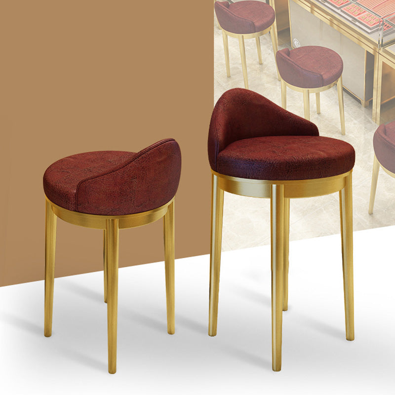 Modern Minimalist Triangle Round Western Leather Stainless Steel Backrest Bar Stool For Dining Room