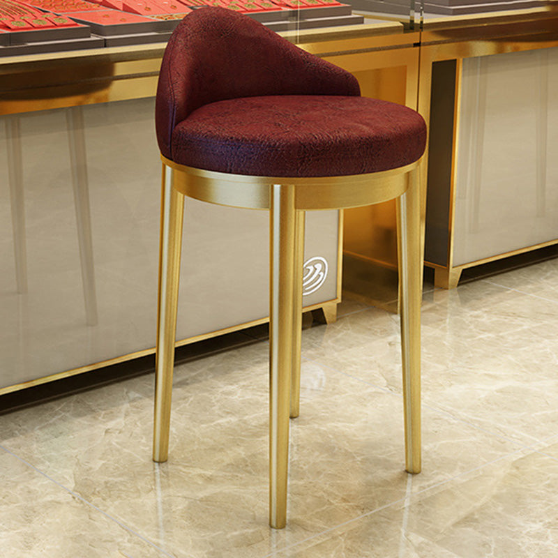 Modern Minimalist Triangle Round Western Leather Stainless Steel Backrest Bar Stool For Dining Room