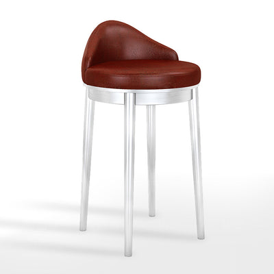 Modern Minimalist Triangle Round Western Leather Stainless Steel Backrest Bar Stool For Dining Room