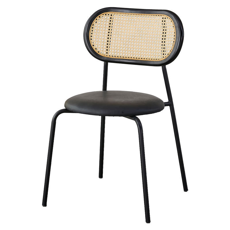 Modern Minimalist Oval Round Leather Metal Dining Chair Backrest For Dining Room