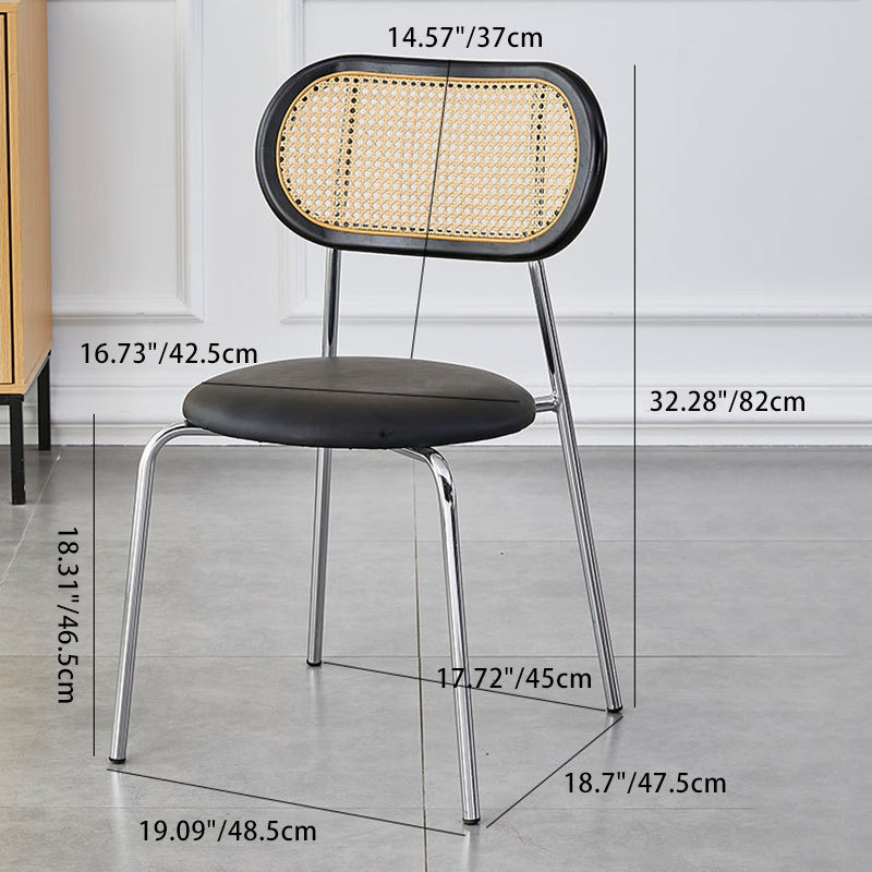 Modern Minimalist Oval Round Leather Metal Dining Chair Backrest For Dining Room